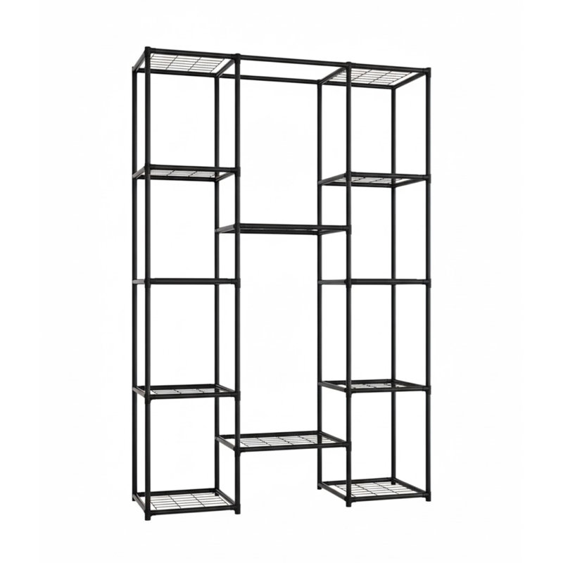 Plant Stand Outdoor Tall Plant Shelf Indoor Metal Large Hanging Plant Cabinet Waterproof Plant Rack Flower Holder Black