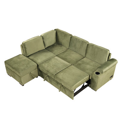 84.75" Sleeper Sofa Bed,2 In 1 Pull Out Sofa Bed L Shape Couch With Storage Ottoman For Living Room,Bedroom Couch And Small Apartment