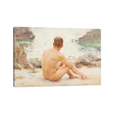 Charlie Seated on the Sand 1 Piece Wrapped Canvas Painting