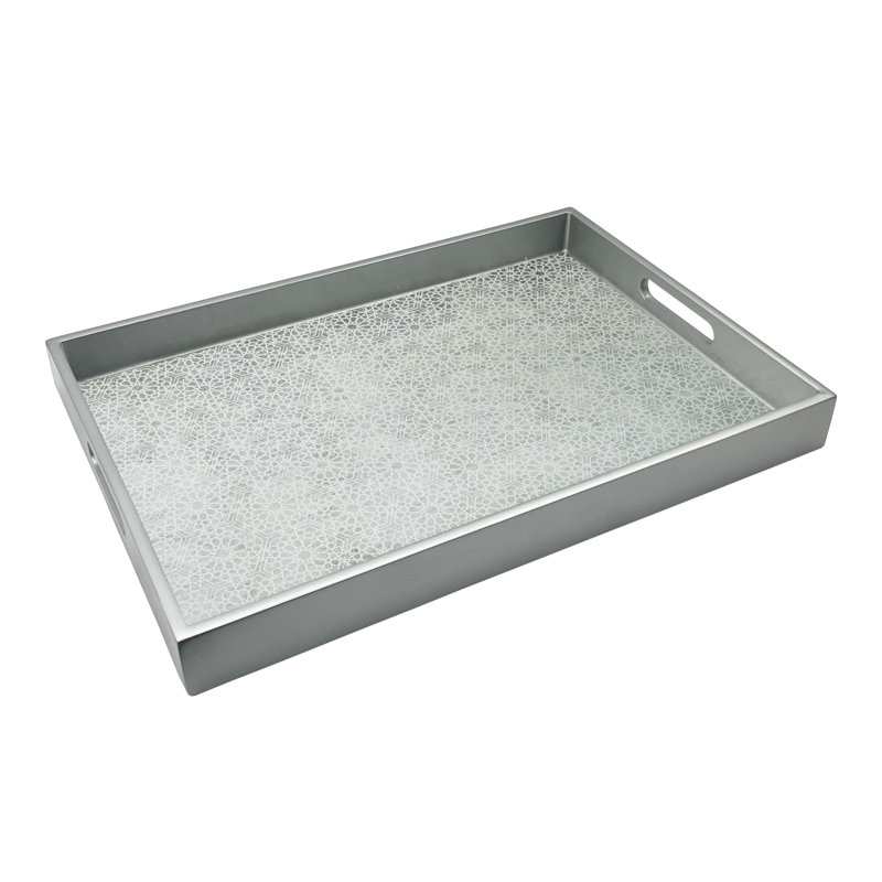 Sparkle Escape Glass Mirror Tray, Silver
