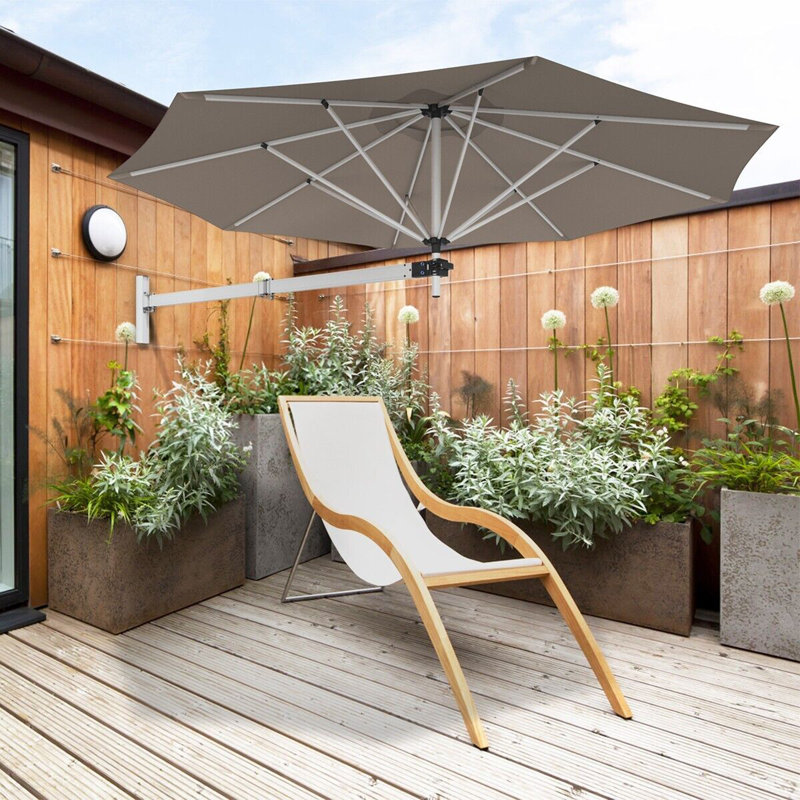 Aiyona 247cm Wall Mount Parasol, Brown