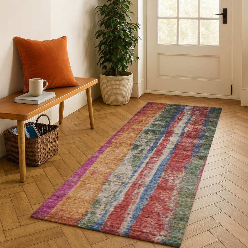 Premium Machine Washable Mayfield AMF1910 Stripes Rug, Runner 2'3" x 7'6"