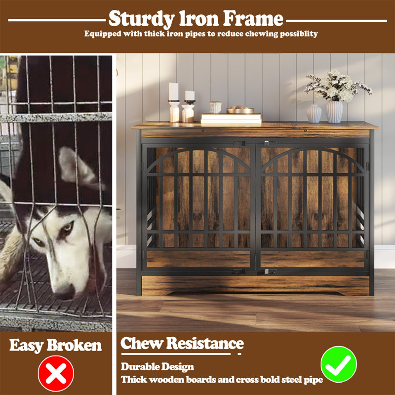 Cage pour chien 52 "avec portes arquées, Brown