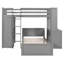 Ensemble de lit mezzanine simple en bois 2 pièces gris avec bureau, avec rangement et garde-robe-1278534214