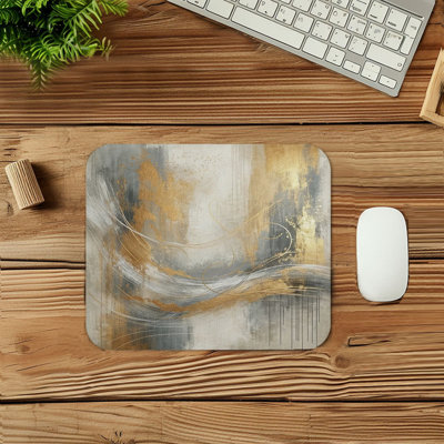 Abstract Golden Brush Strokes II Transitional Gaming Cute Office Laptop Desk Pad Gift Mat Square Rectangle Non-Slip Mousepad