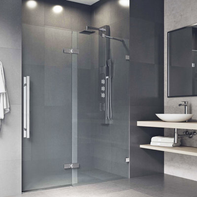 Rochelle 48.75" W x 74" H Hinged Frameless Shower Door with MagnaLock™ Technology