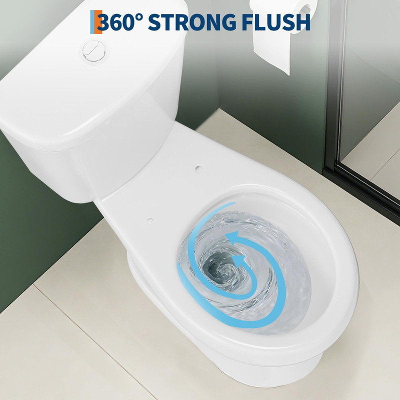 2-Piece Toilet 17" Round, Dual Flush Top Button, White, 12" Rough-in, Quiet Hinge