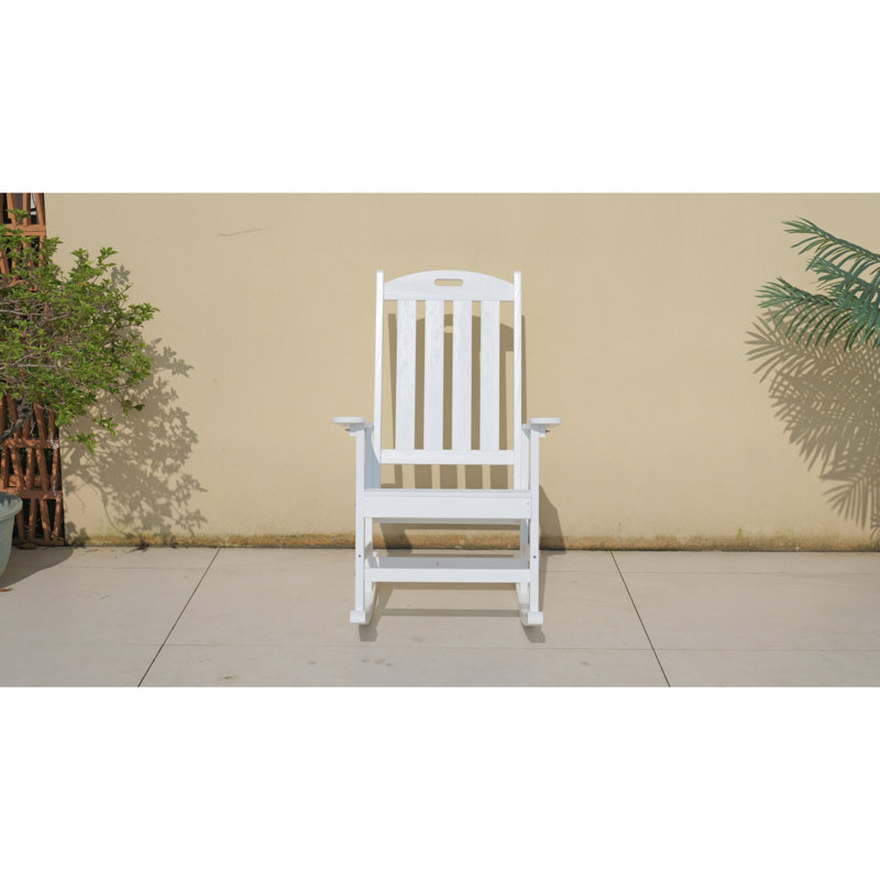 HIPS Stainless Steel All-Weather Outdoor Rocking Chair, White