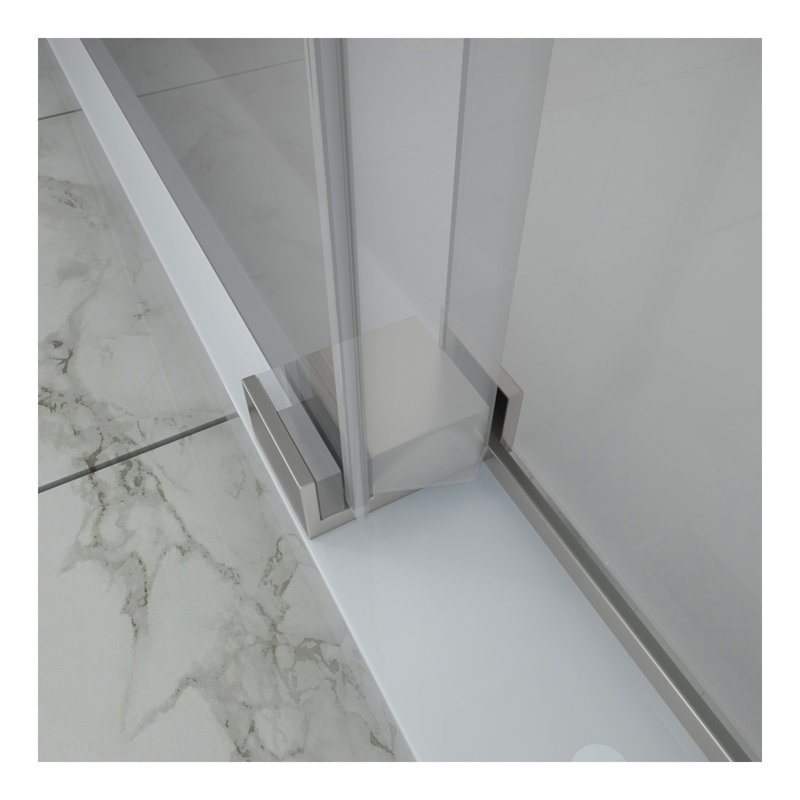 Shower Door 48" W x 76"H Single Sliding Bypass Shower Enclosure,Brushed Nickel