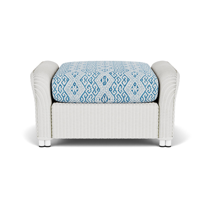 Reflections Outdoor Ottoman, White, Hickory