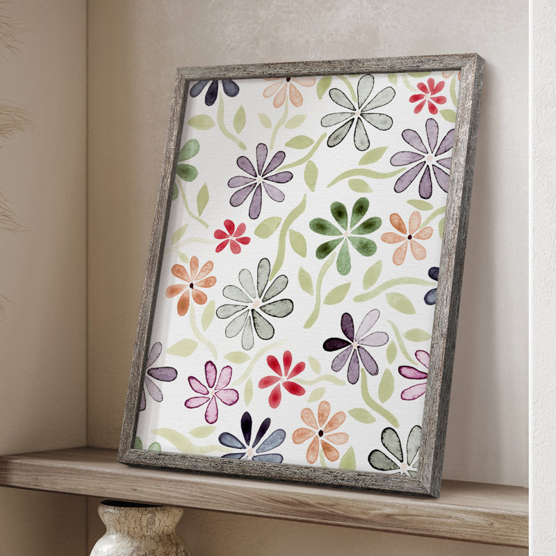 «Faded Flowers II», reproduction encadrée - bois massif, H 21 po x l 17 po