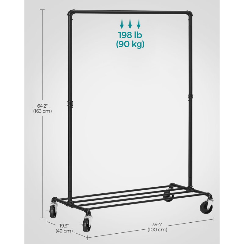 39.41'' Steel Rolling Clothing Rack, Black