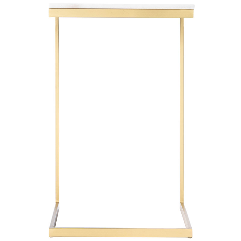 Lawler Marble C- Side Table, White Top/Gold Base