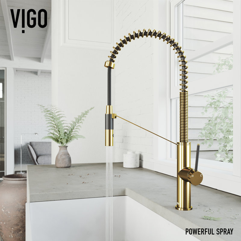Livingston 24" H 1-handle DockLock™ Pull-Down 2-Function Sprayer Kitchen Faucet, Matte Brushed Gold