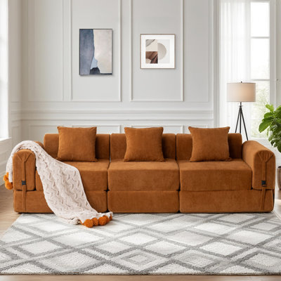 3-seater Boneless Convertible Folding Sofa Bed With Storage Pocket & Modular Design