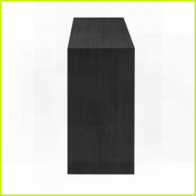Table basse rayée en placage de paulownia pour le salon, robuste et amp; Facile à assembler, Noir
