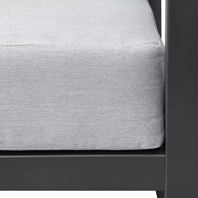 Fauteuil de patio inclinable avec coussins et repose-pieds, coussins souples en tissu imperméable avec structure en aluminium, chaise