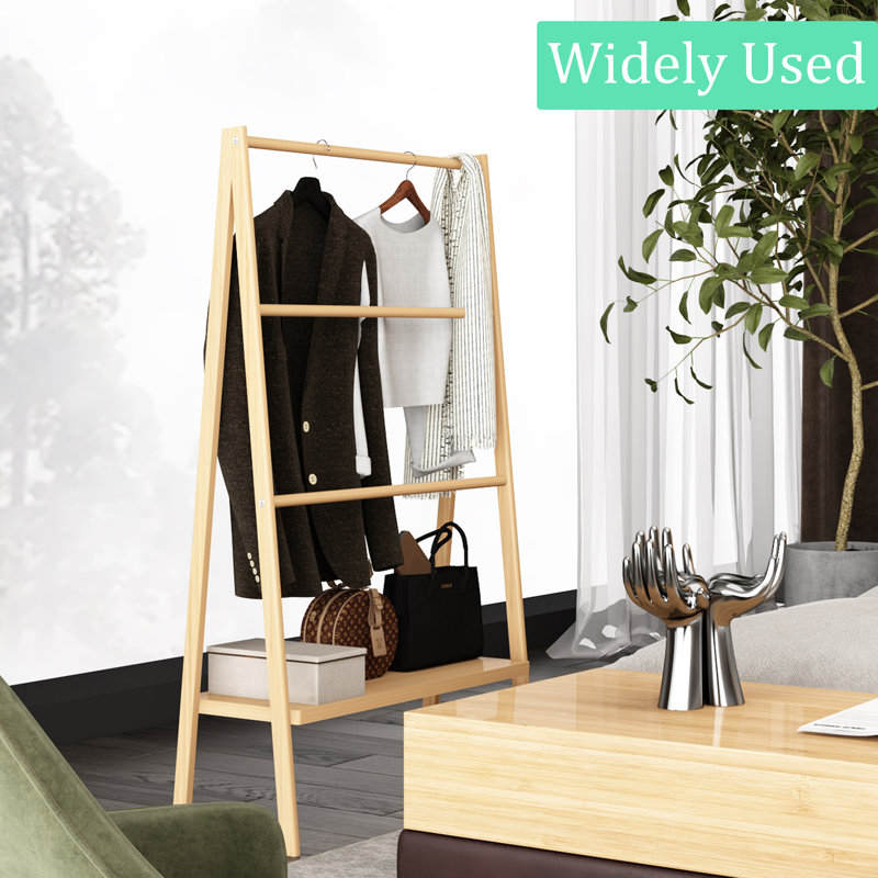 3 Tier Bathroom Wooden Towel Blanket Storage Rack with Bottom Shelf