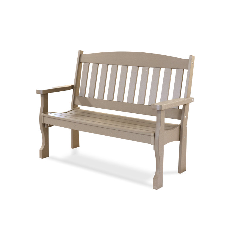 Banc de jardin en plastique Leeroy, Bois patiné