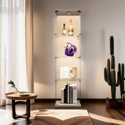 Vitrine blanche en verre, 4 tablettes - pour présentoir à souvenirs