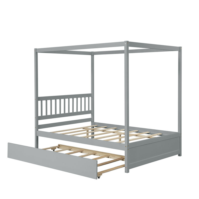 Lit double avec lit gigogne simple, gris, Gris