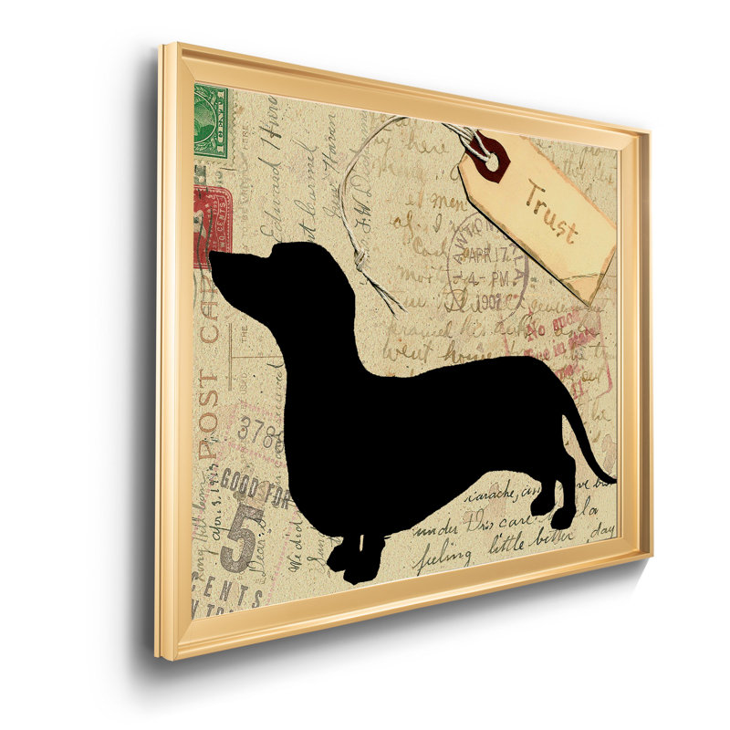 «Dachsund Silhouette», reproduction sur toile, H 30,5 po x l 42,5 po x P 1,5 po, Toile avec cadre doré