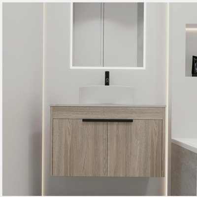 Ensemble de meuble-lavabo mural 30 po avec lavabo en céramique