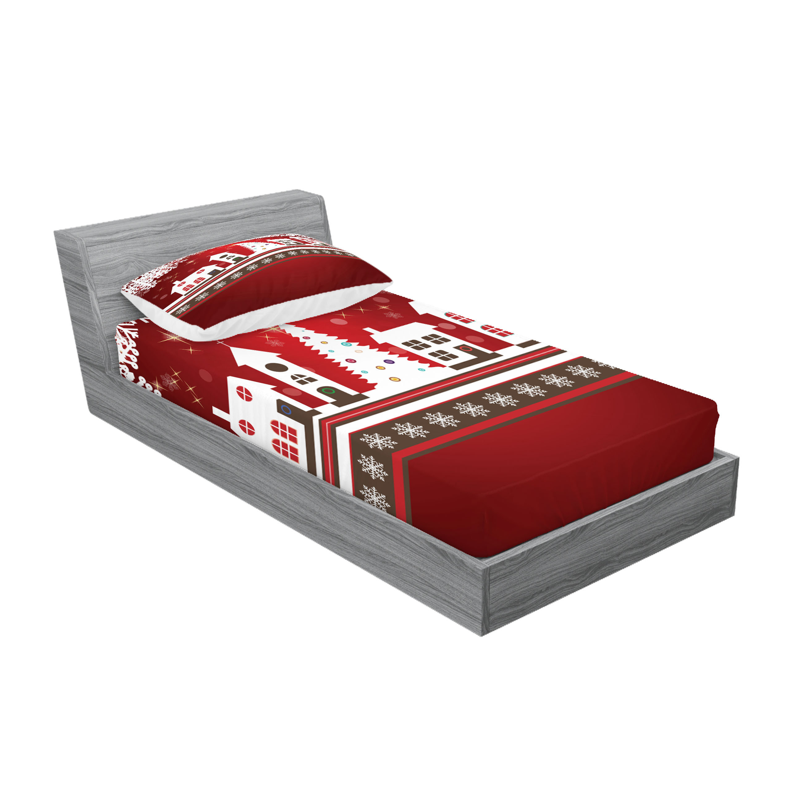 Ambesonne Christmas Fitted Sheet ＆ Pillow Sham Set, Santa Claus Trunks on The Beach and Surfboard Sunny Hot Xmas Theme, Decorative Printed 3 並行輸入 Gingerbread Bed Sheets Full Ambesonne Gingerbread Man Fitted Sheet