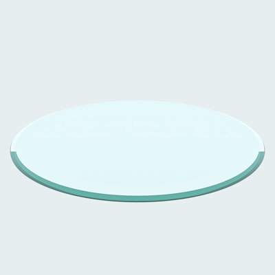 Single-Piece Round Tempered Glass Table Top Clear Glass 2/5" Inch Thick Beveled Polished Edge, Aesthetic and Practical Versatile Usage for Various Applications