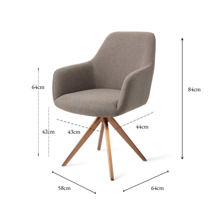 Chorlette Hiroo Foggy Fusion Dining Chair, Light Gray, Rose Gold