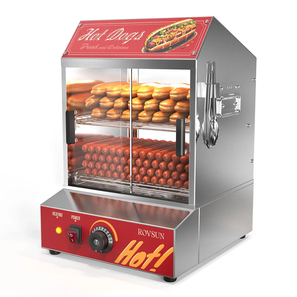 The Party Aisle™ 500W 110V Hot Dog Steamer With Bun Warmer