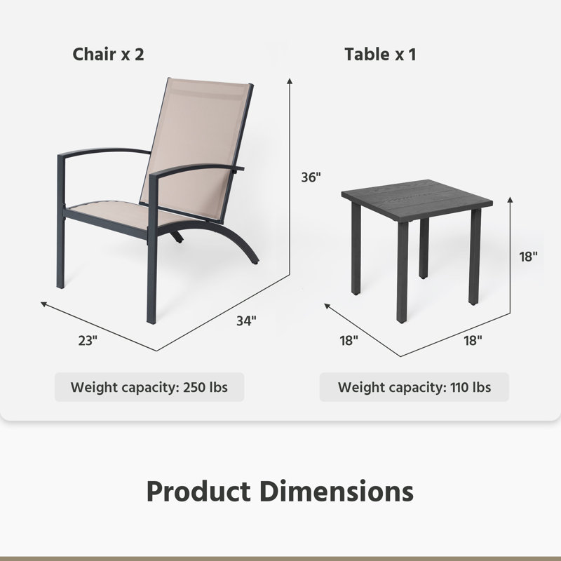 3-Piece PVC-coated polyester Outdoor Patio Bistro Set