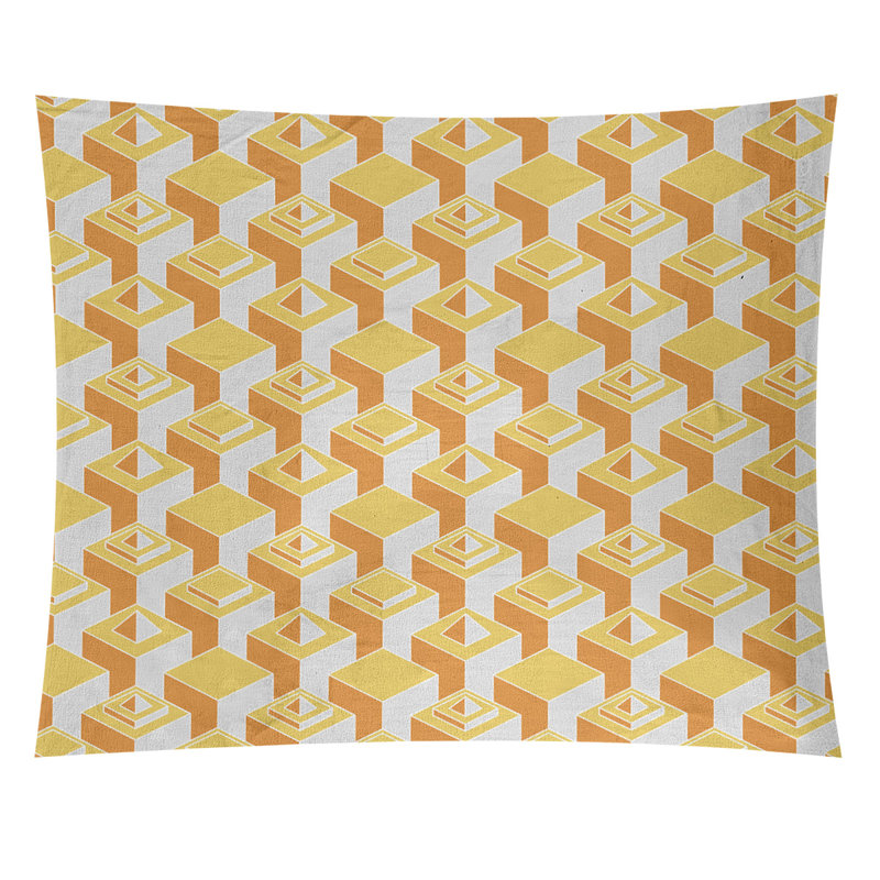 Tapisserie, H 68 po x l 80 po, Jaune/orange