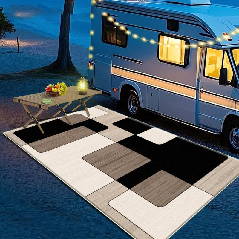 Geometric neutral-tone overlapping square pattern living room rug, soft and comfortable, easy to maintain, machine-washable indoor mat, suitable for dining room, bedroom, home office, entryway, kitchen, terrace home decor.