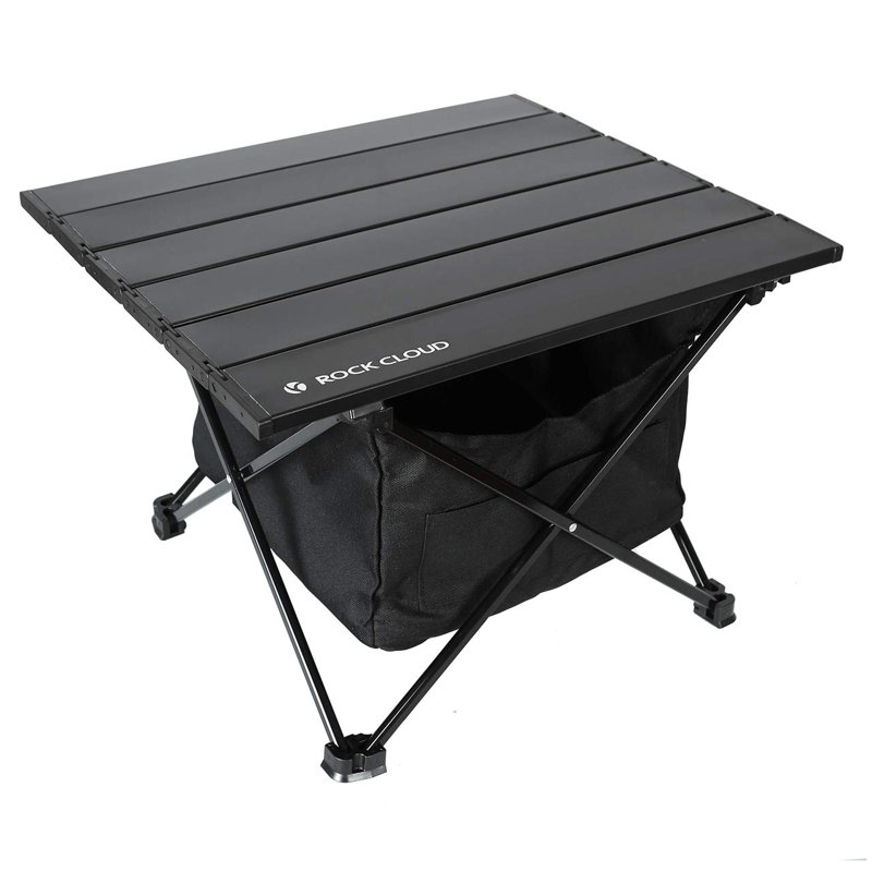 Square Metal Folding Outdoor Camping Table , 14'' in. W 16'' in. D, Black
