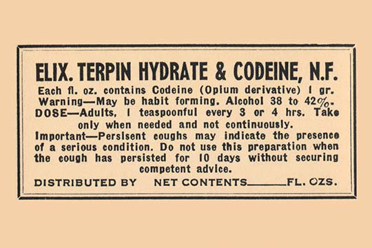 " Elixir Terpin Hydrate And Codeine N.F. ", 66" H x 44" W