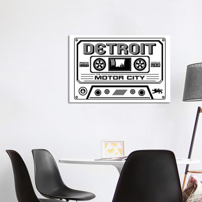 Detroit Cassette - Light Background 1 Piece Wrapped Canvas Wall Art