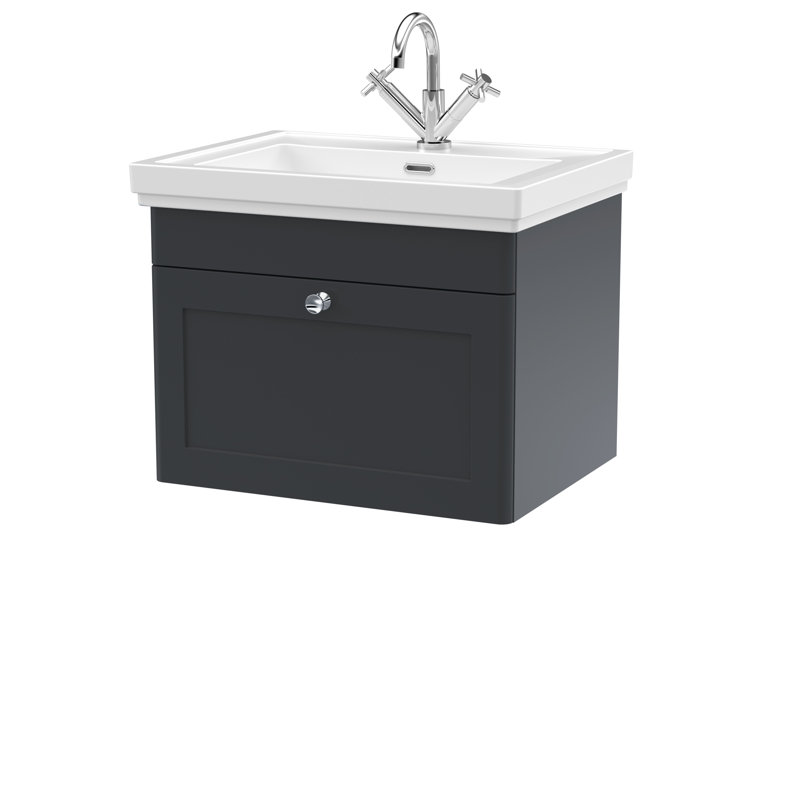Classique 600mm Single Bathroom Vanity with Vanity Top, Satin Anthracite