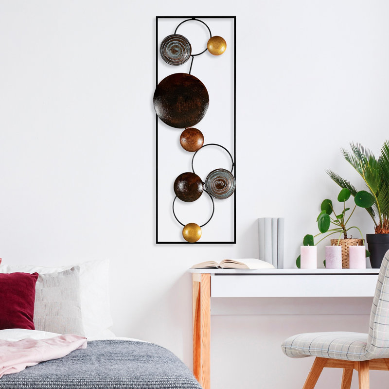 Hand-Painted Decorative Metal Wall Accessory, 12.6 x 35.4 x 1.6 Inches | 100% Metal, Unique Design & Texture | Lightweight at 4.3 lbs | Perfect for Home Décor, Living Room, and Office Spaces, Eye-Catching Art Piece