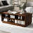 Rectangle Coffee Table With 4 Drawers And 2 Display Shelves, 47.2" Wood Coffee Table With Fluted Style, Tempered Glass For Living Room-1603691125
