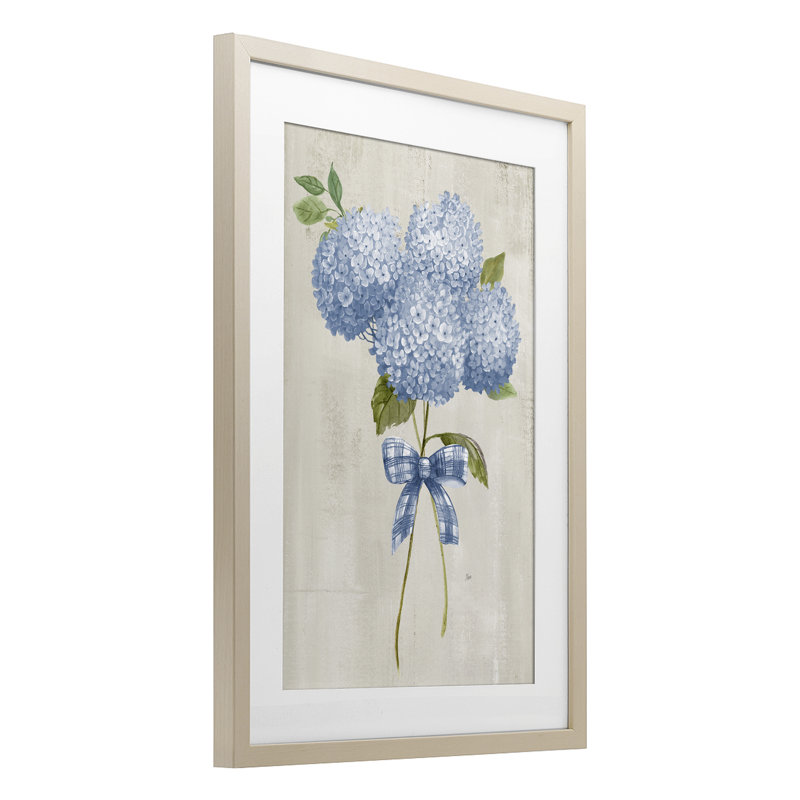 «Hydrangea Tied With A Bow», reproduction encadrée sous verre, conception de Nan, Cadre de récolte en pin, H 20 po x l 14 po