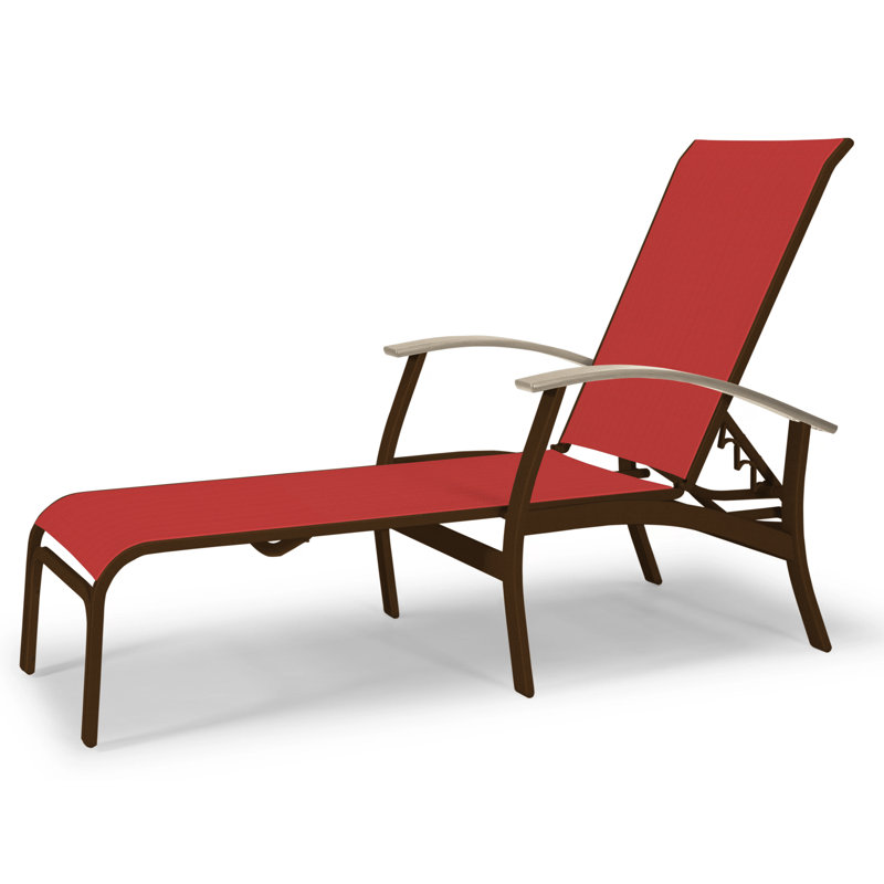 Askar Outdoor Rust-Resistant Metal Chaise Lounge, Desert P60, Red 1D Sunbrella®, Textured Kona