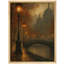 «Golden Bridge Autumn», reproduction d'art encadrée «Misty River and Streetlight» pour un décor d'automne élégant-119347033-119347029