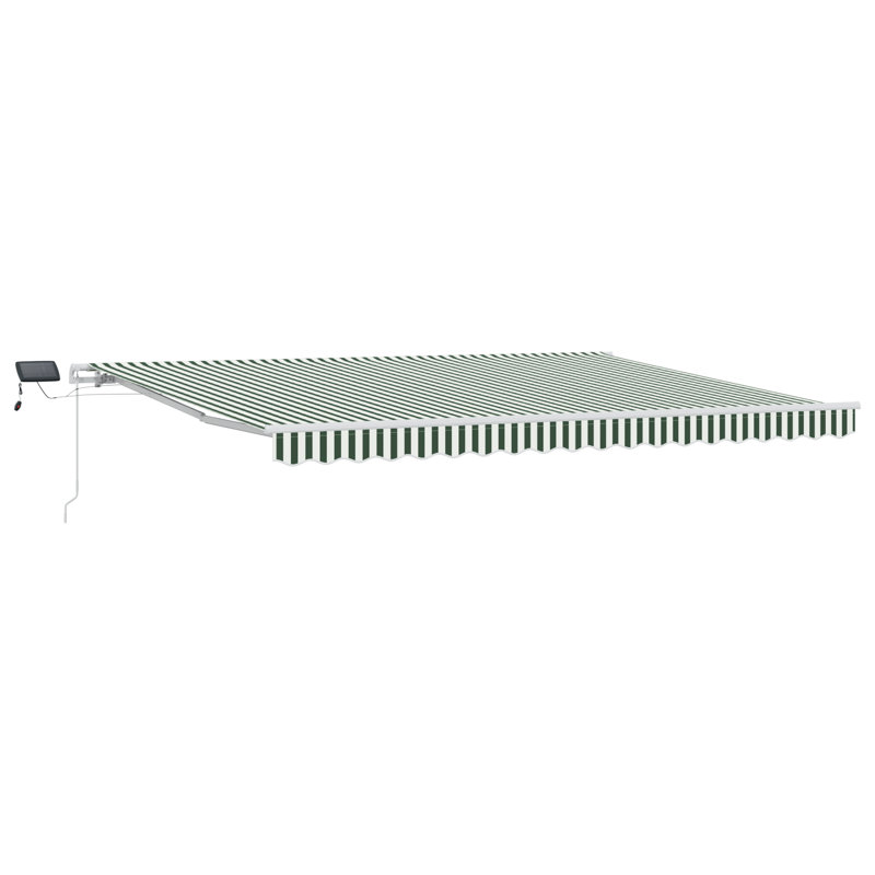 Brayden Studio Fabric Cover Retractable Patio Awning, 450 cm W x 300 cm D, Green Striped