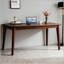 Bureau en bois massif de 63 x 19,7 po en bois d'hévéa de style Mid-Century moderne, compact et polyvalent pour les petits espaces et les chambres à coucher