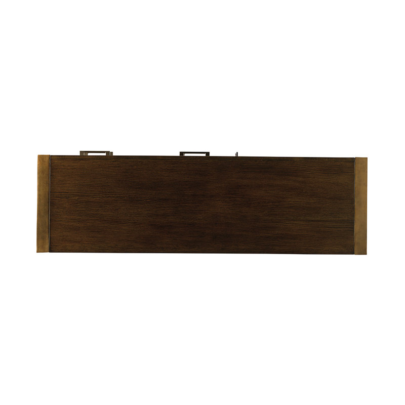 Transitional Brown Media Console with Cabinet and Drawers