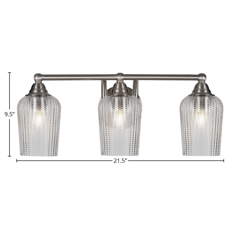 Barre d'éclairage de salle de bain 3 lumières Michell, Transparent, Nickel brossé