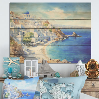 Grèce, Santorini, vue côtière III - Grèce sur bois