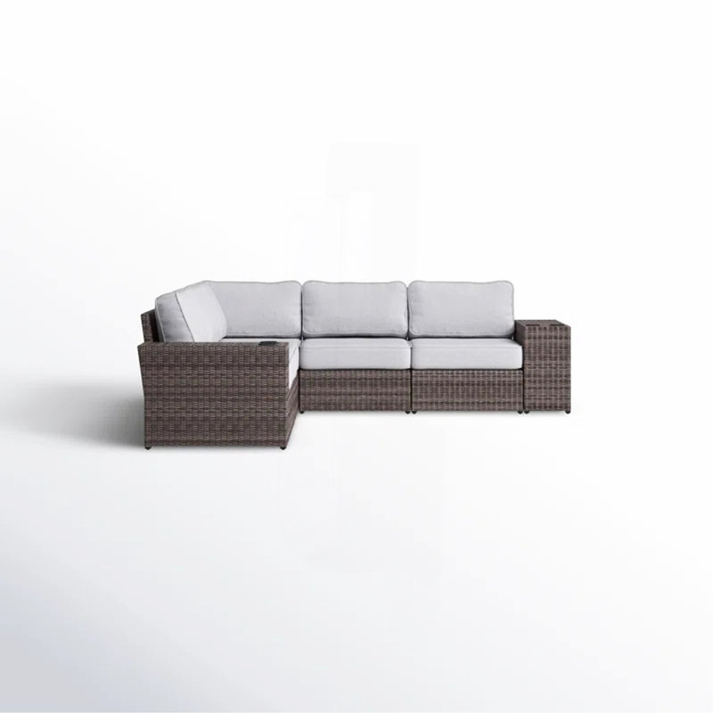 Canapé modulaire extérieur réversible de 102 po en osier avec coussins - entièrement assemblé