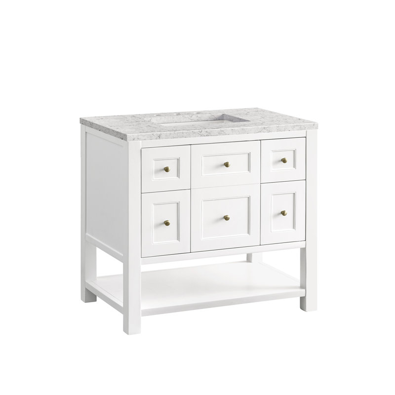 Breckenridge 36'' W Single Vanity, Bright White, Eternal Jasmine Pearl, 8" Widespread